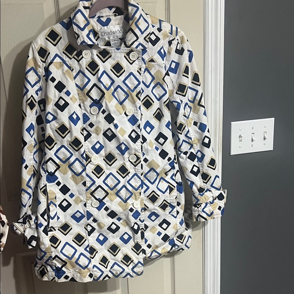 Chadwicks Blue and Black Geometric Jacket - Picture 1 of 8